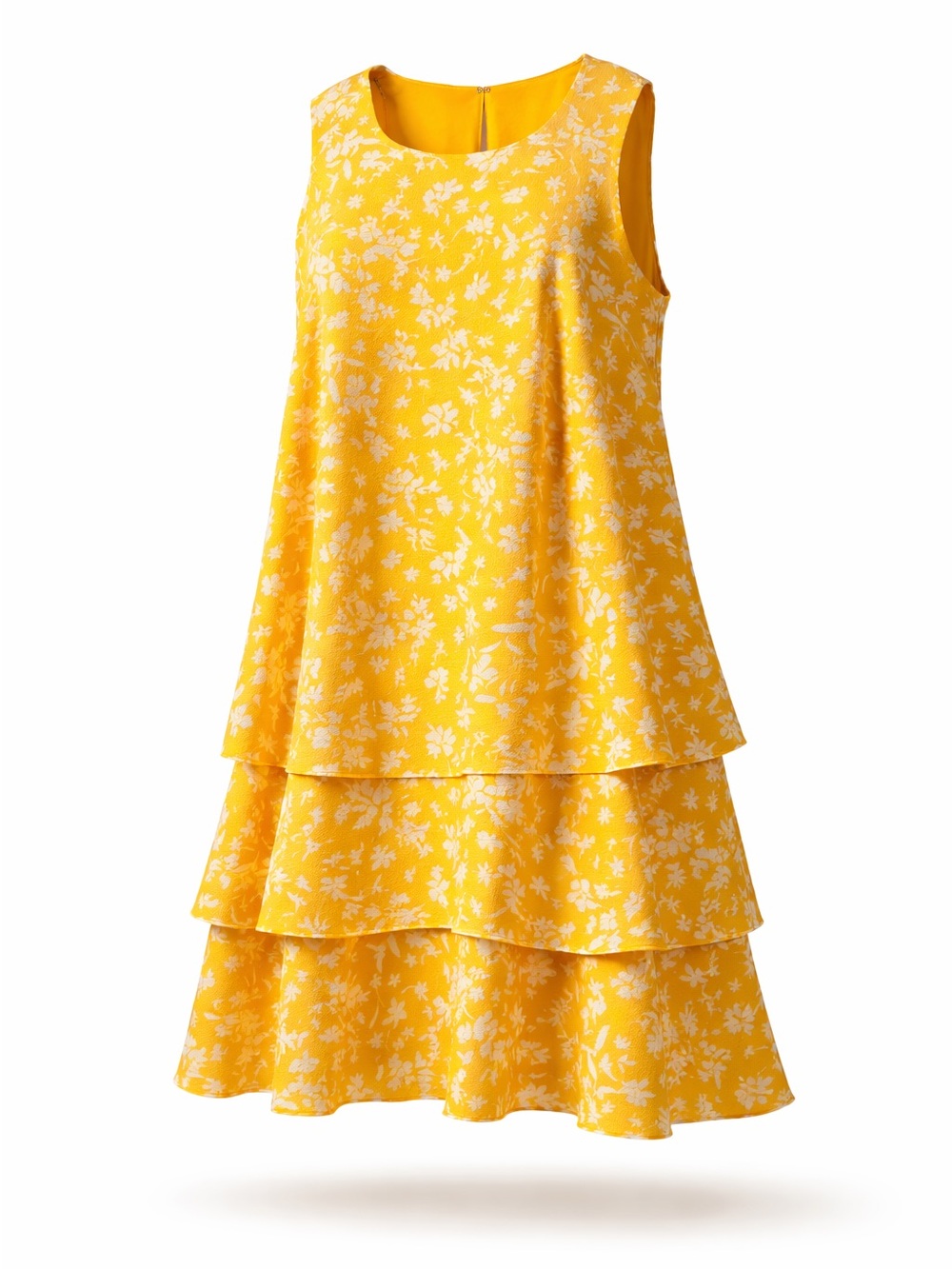 Ralph Lauren lemony Yellow color Floral Tiered Shift Dress.